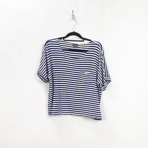 2/$30 2/$30  Allen B Medium Womens Blue White Striped Dolman Top